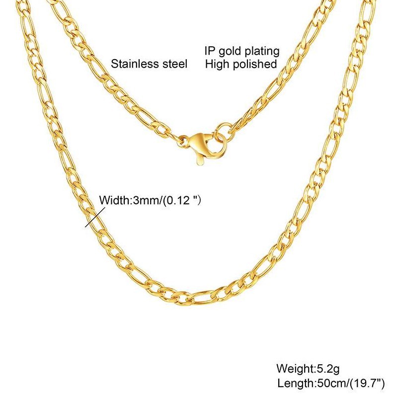 Stainless Steel 13-link Chain Gold Womens Necklace