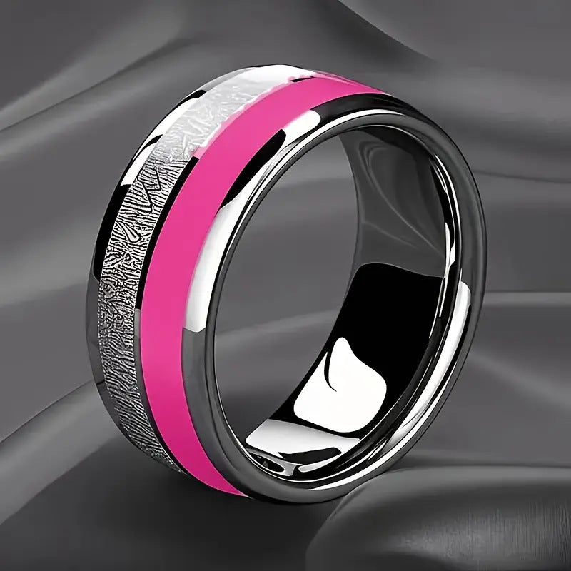 8mm Stainless Steel Ring Inlaid Stickers Men's And Women's Same Ring