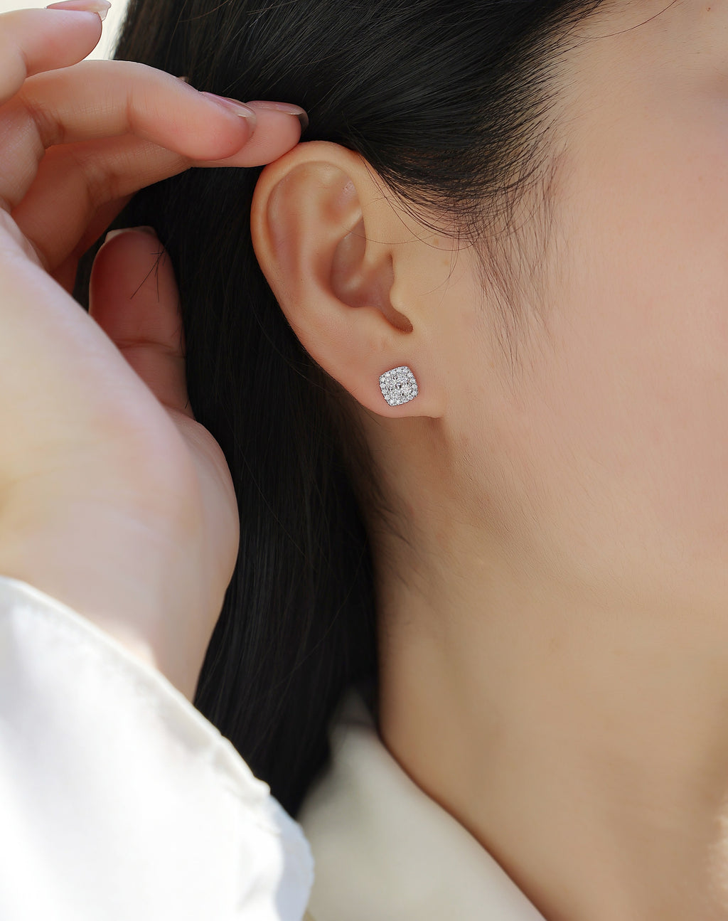 Fog Sea - Earrings Set With Top-quality Moissanite S925 Silver And Platinum-plated Stud Earrings, A Fashionable And Trendy Accessory, Can Be Tested With A Diamond Pen