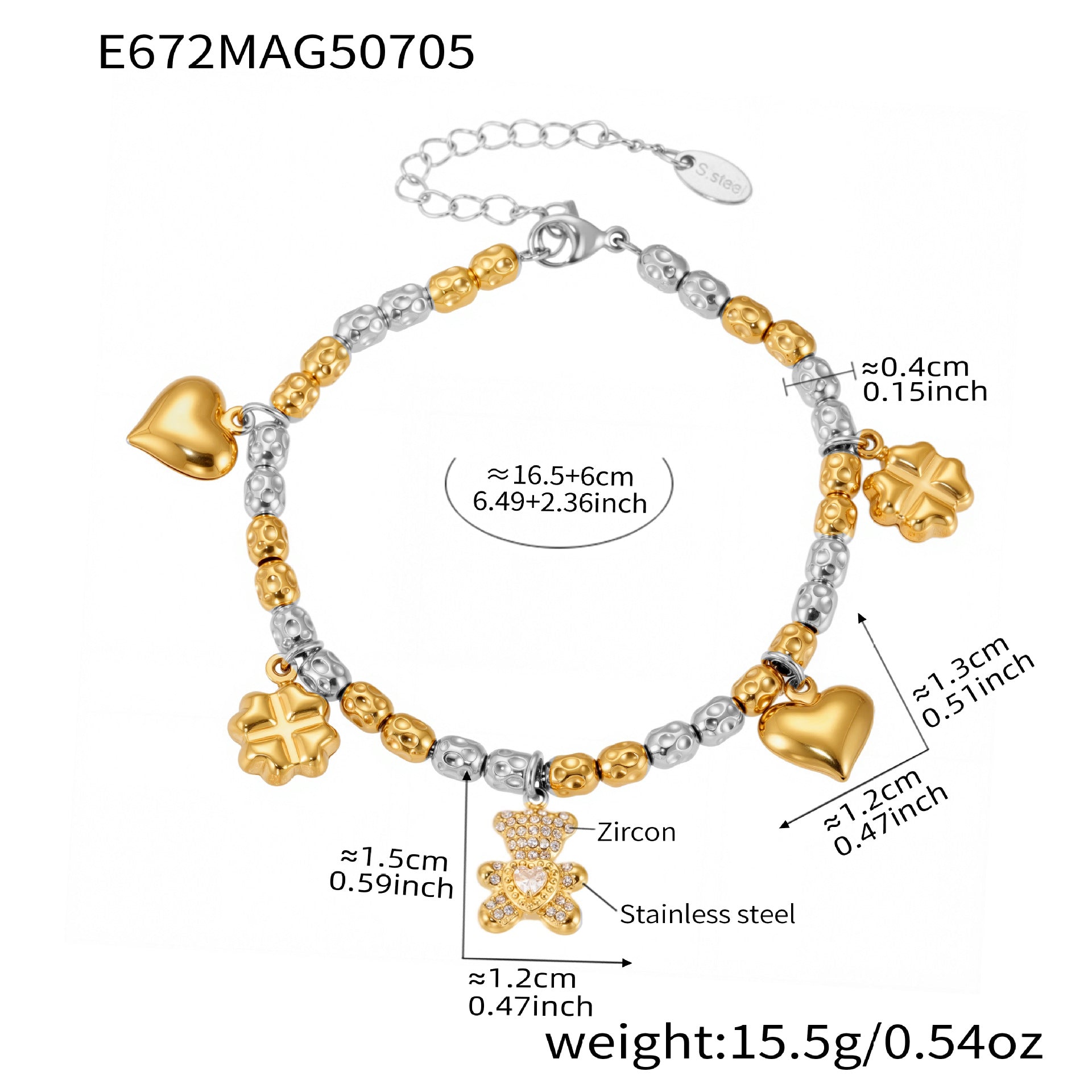 Ferris Wheel Heart Tassel Solitaire Bracelet