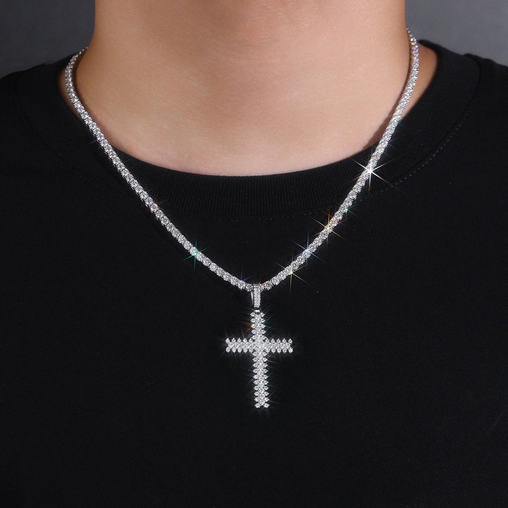 Shining Trend - A Fashionable And Trendy Necklace Pendant Set With Top-quality Moissanite S925 Silver And Platinum Plating Can Be Tested With A Diamond Pen