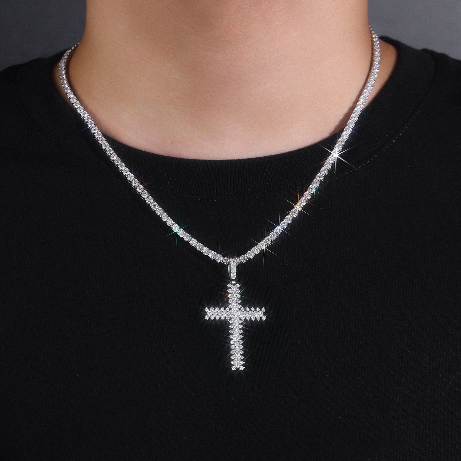 Shining Trend - A Fashionable And Trendy Necklace Pendant Set With Top-quality Moissanite S925 Silver And Platinum Plating Can Be Tested With A Diamond Pen