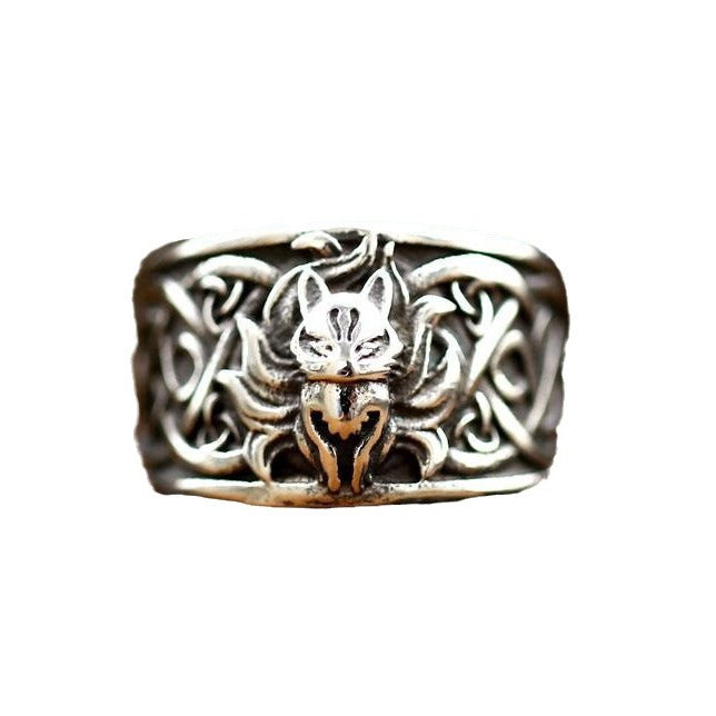 Mens Retro Stainless Steel Fox Ring