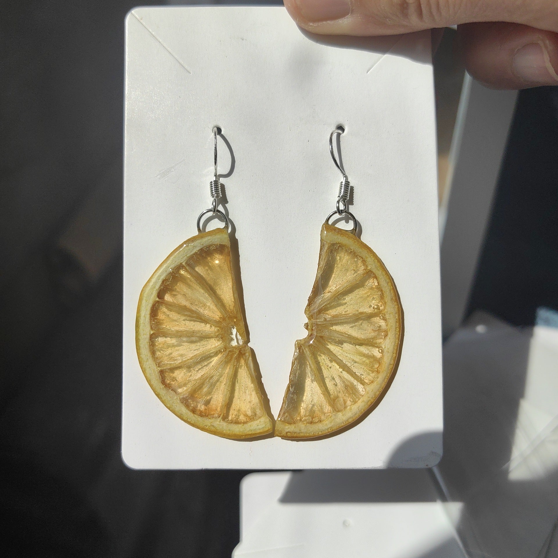 Natural Fruit-Dyed Epoxy Resin Handmade Creative Earrings For Women