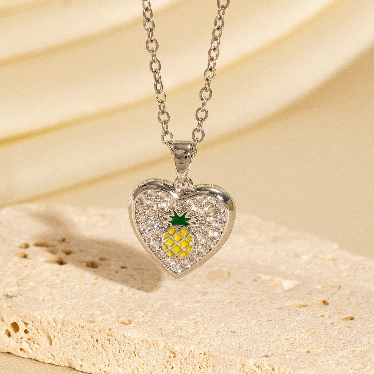 Light-luxury Vintage Micro-pave Zircon Heart Sweater Chain