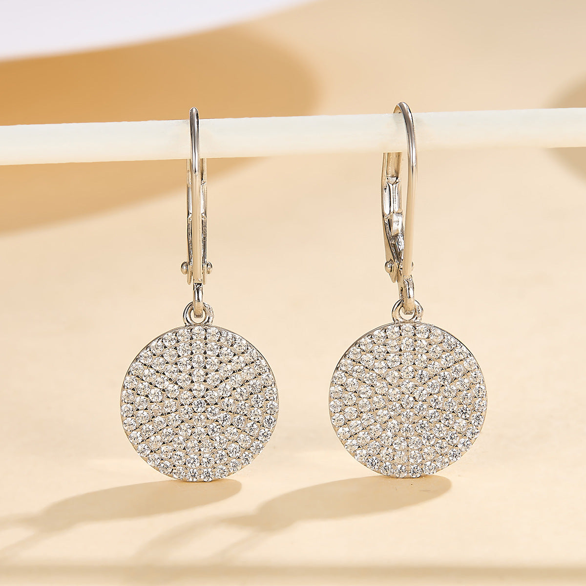 S925 Sterling Silver Disc Zircon Earrings Fashionable And Minimalist
