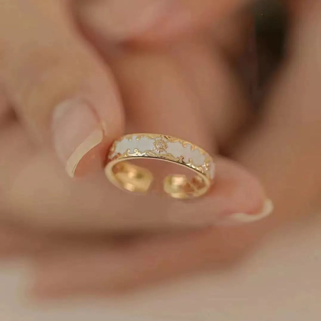 Enamel Craftsmanship Exquisite And Delicate Floral Design Ethereal And Fairy-like Ring
