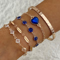 Fashionable Square-Brilliant Heart Bracelet Set Of Four For Women