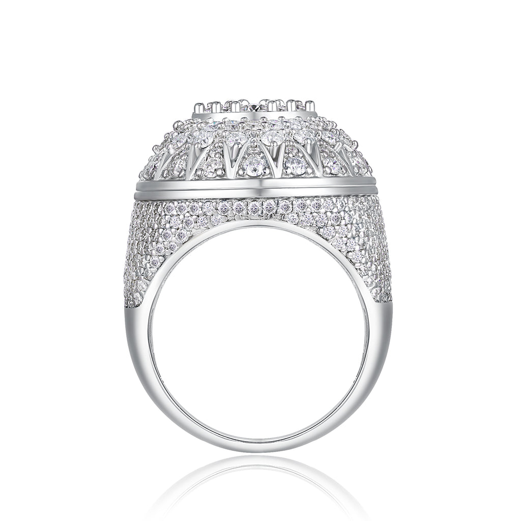 Men's Letter H Set With Top-quality Moissanite Luxury And Fashionable Light Luxury Jewelry Silver Ring S925 Silver Plated Platinum