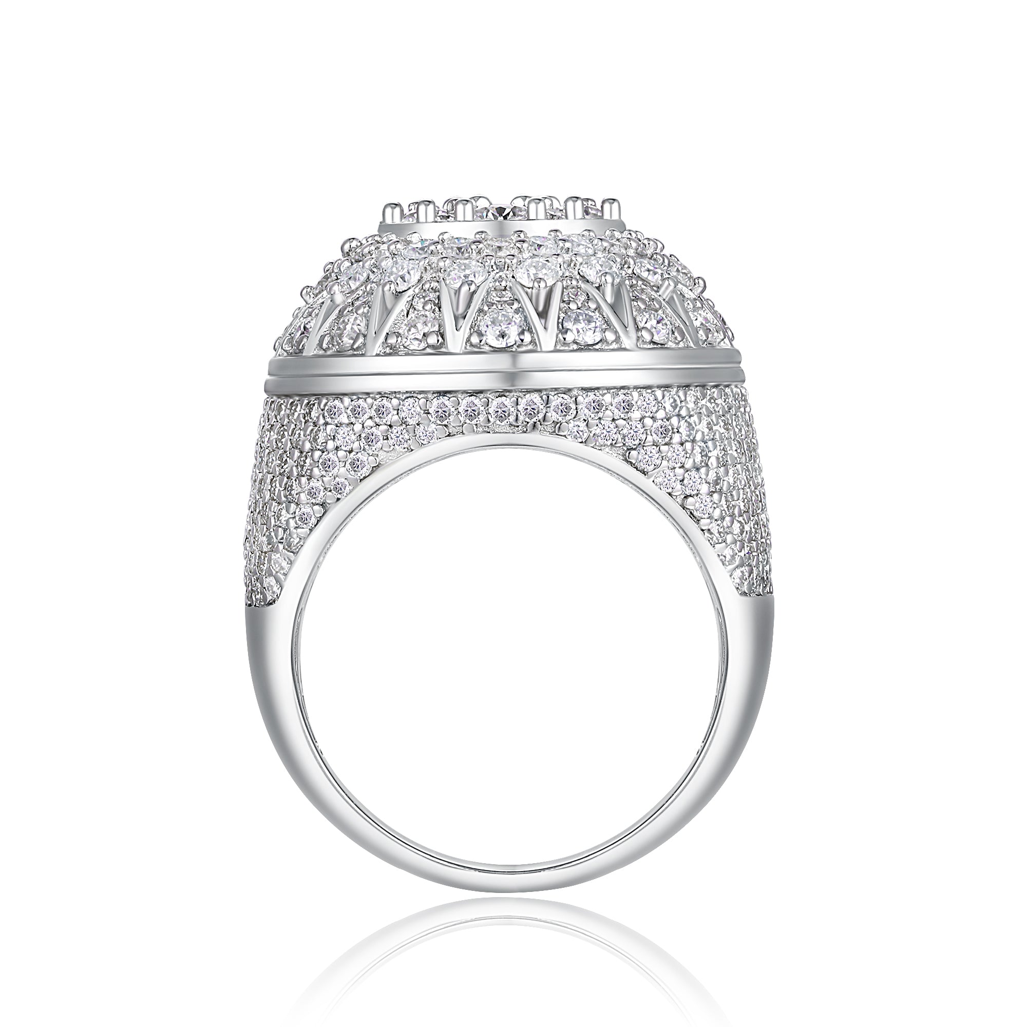Men's Letter H Set With Top-quality Moissanite Luxury And Fashionable Light Luxury Jewelry Silver Ring S925 Silver Plated Platinum