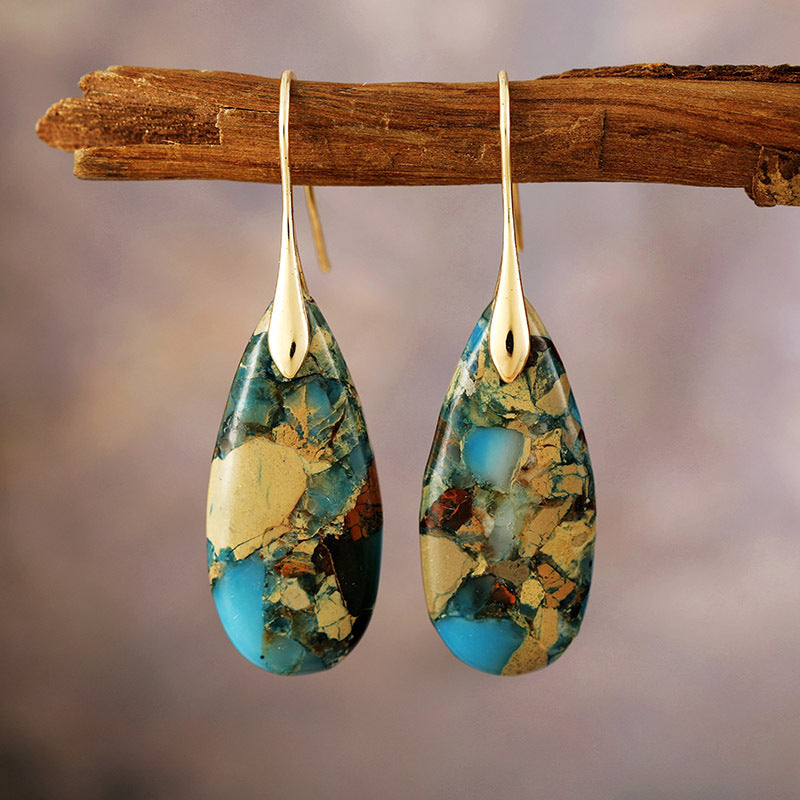 Waterdrop Natural Stone Vintage-style Earrings