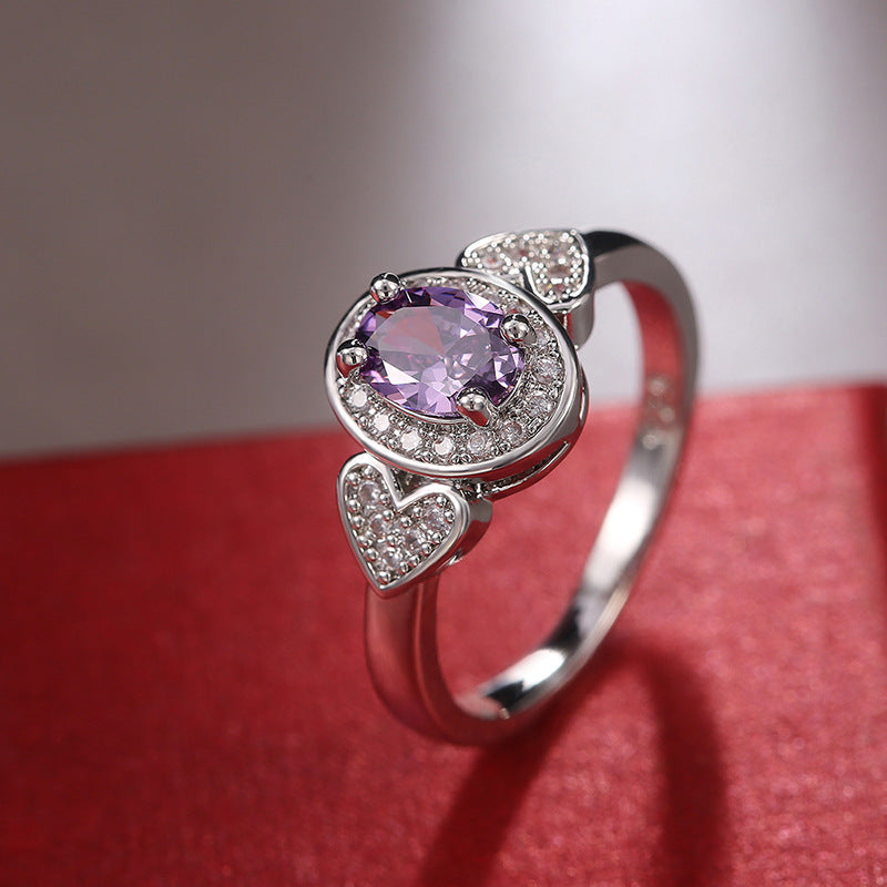Creative Vintage Purple Zircon Womens Ring