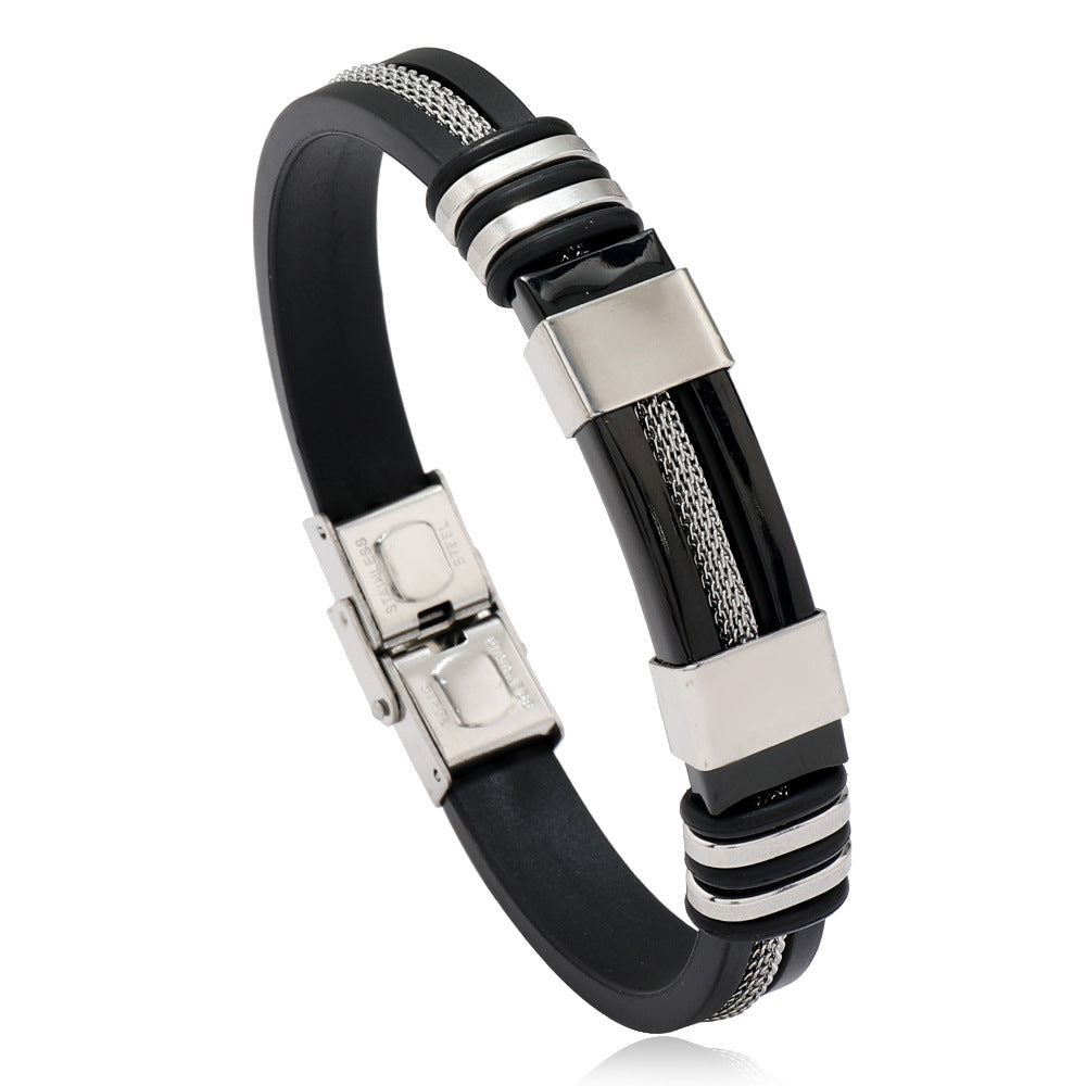 Fashionable Snake-Print Plated Steel Chain Bracelet