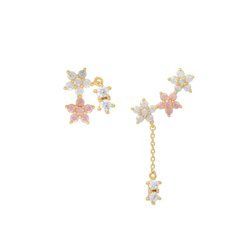 Korean-style Elegant Flower And Willow Leaf Stud Earrings Creative Long Design