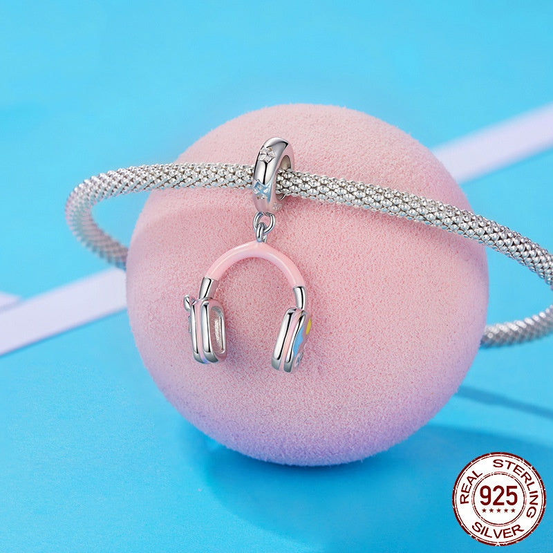 S925 Sterling Silver Original Earphone Pendant Diy Beaded