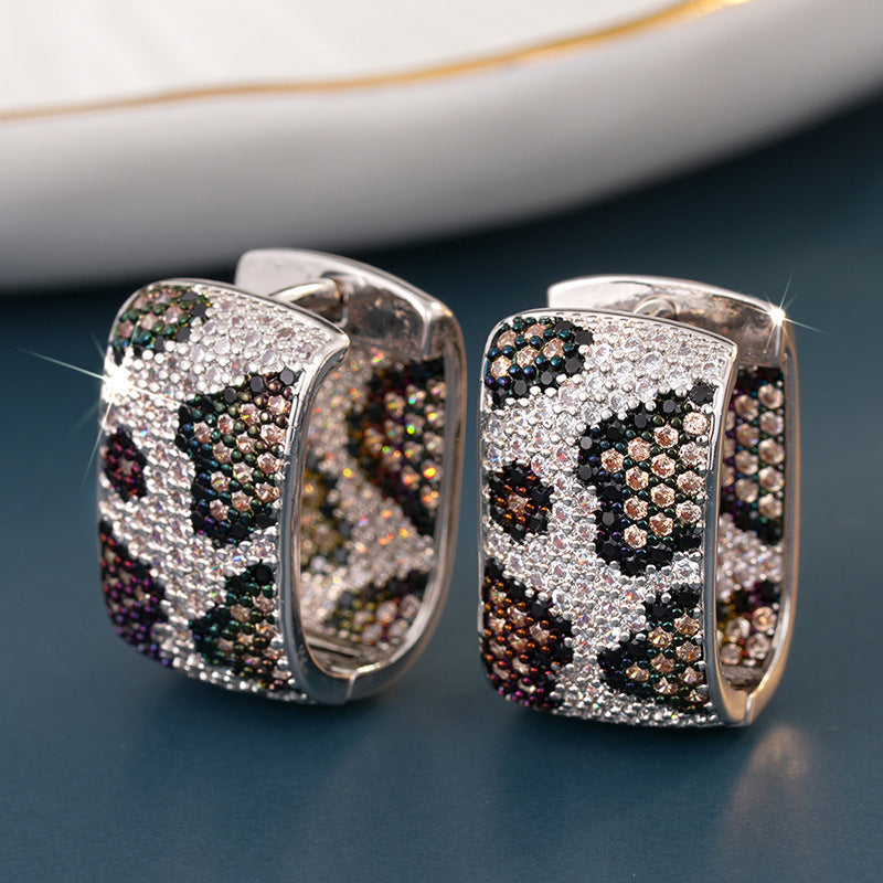 Leopard-print Earrings With Dual-tone Plated Ear Clips