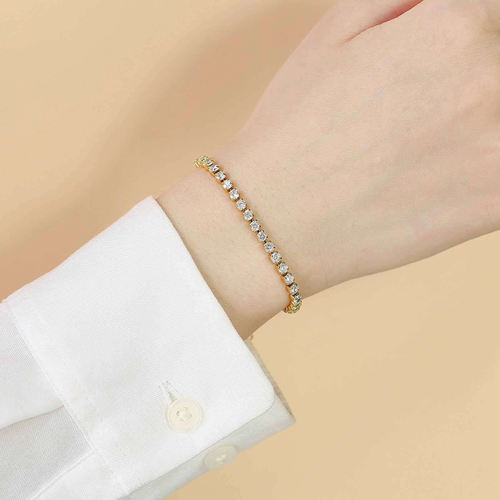 Stainless Steel Zirconia Chain Tennis Bracelet