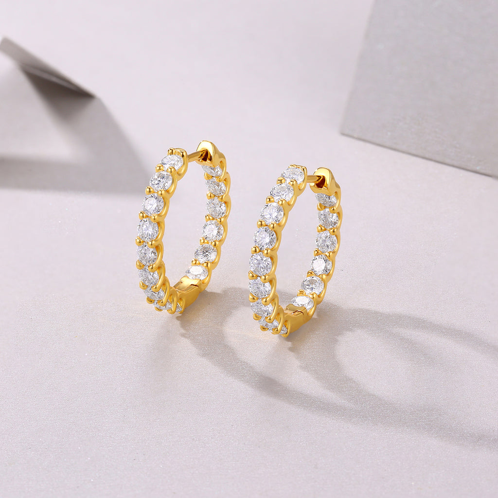 Diamond Tassels - Set With Top-quality Moissanite Luxury And Fashionable Light Luxury Jewelry, Silver Stud Earrings, S925 Silver Plated With Gold