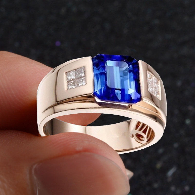Sapphire Retro Fashion Rose Gold Crystal Alloy Ring