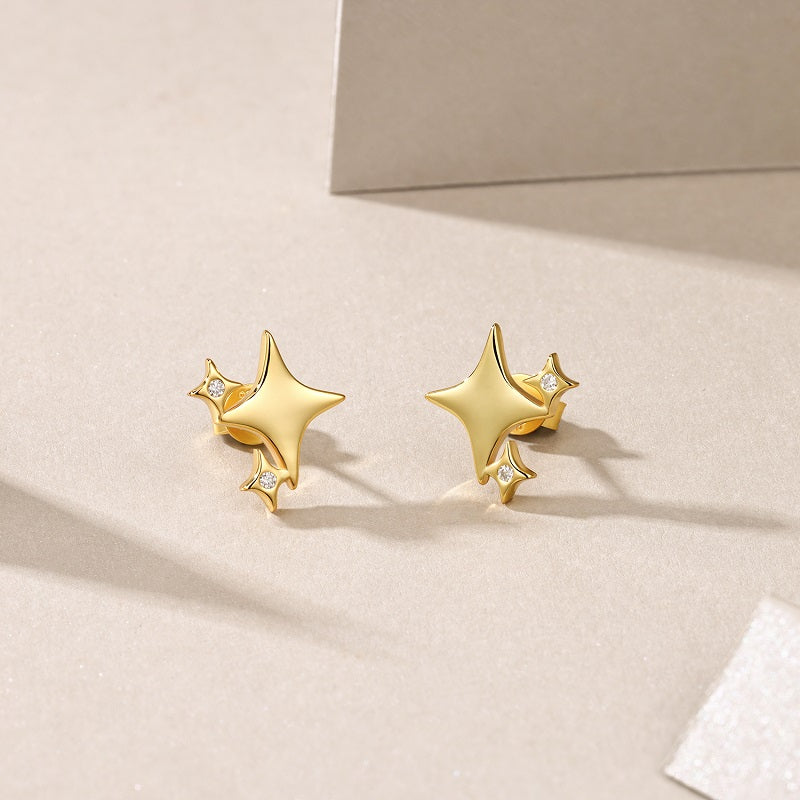 Top-quality Moissanite Luxury And Fashionable Light Luxury Jewelry Silver Stud Earrings S925 Silver Electroplated Gold