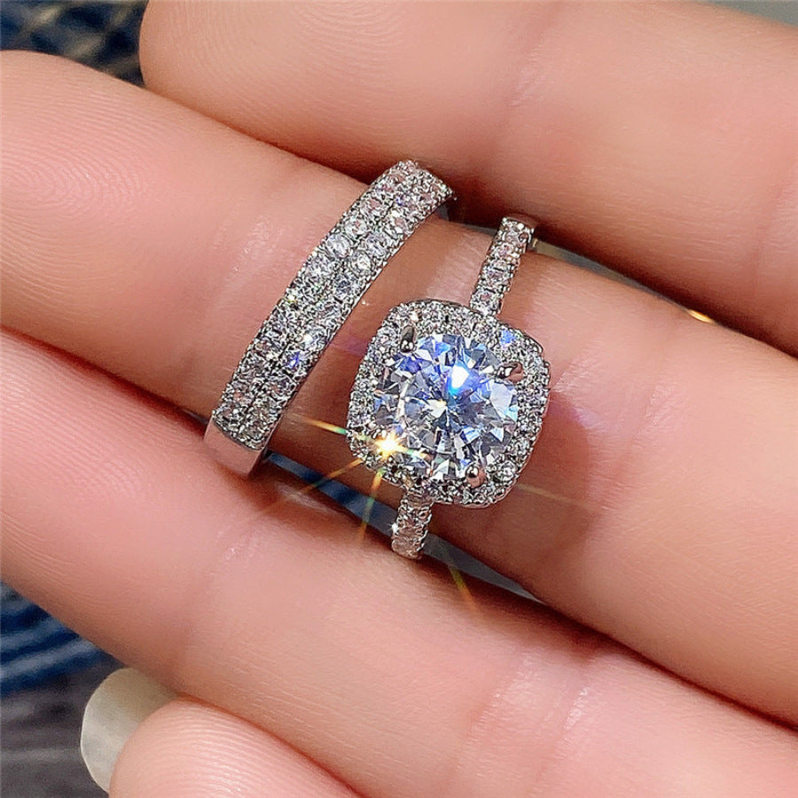 Hua Micro-Inlaid Zircon Ring Set For Women Fashionable Style