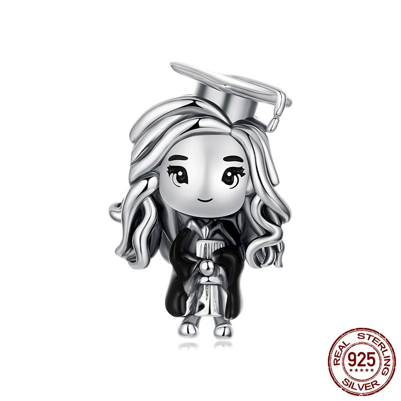Graduation Season Little Girl Diy Beaded 925 Sterling Silver Beads