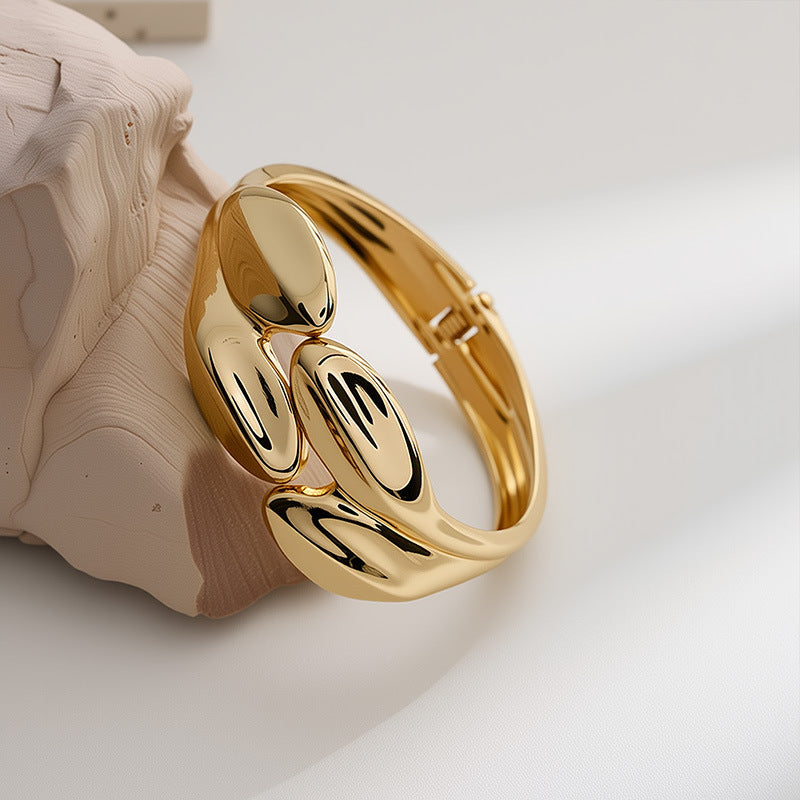 Womens Fashionable Textured Irregular-Mirror Bracelet