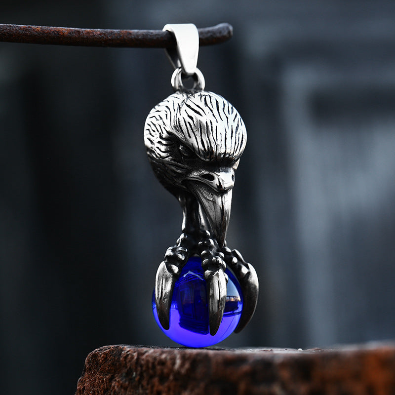 Stainless Steel Eagle Claw Pendant With Gemstone Setting