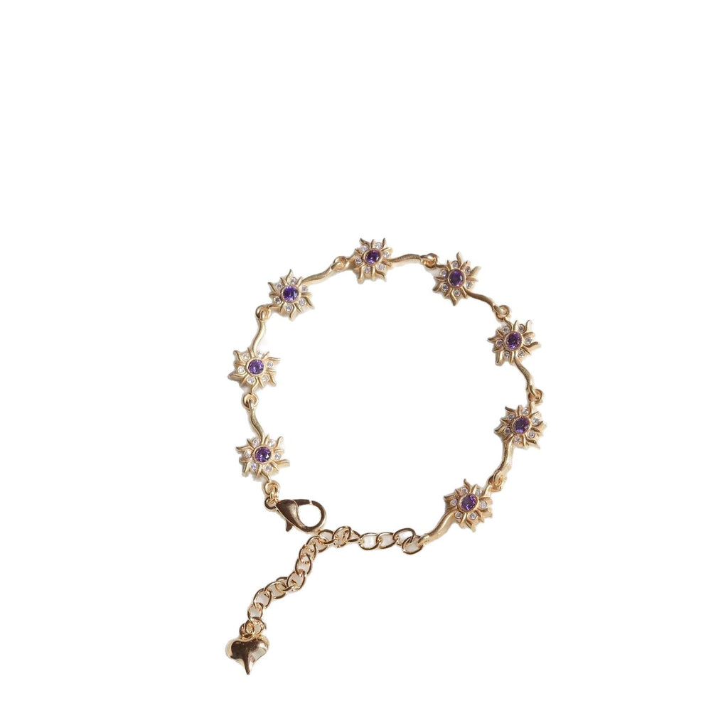 Fresh And Sweet Floral Purple Sunflower Princess-style Niche Bracelet For Women