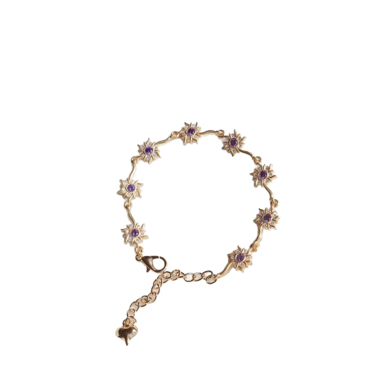 Fresh And Sweet Floral Purple Sunflower Princess-style Niche Bracelet For Women