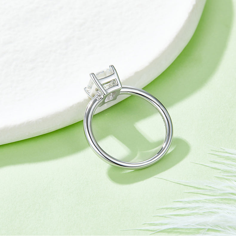 Octagonal Moissanite Set With Top-quality Moissanite Luxury And Fashionable Light Luxury Jewelry Silver Ring S925 Silver Electroplated With Platinum