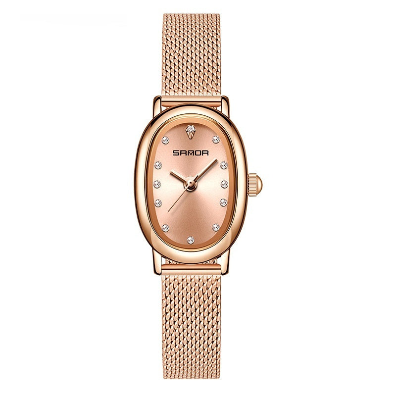 Women's European And American Watch Quartz Leather Steel Belt Waterproof