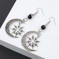 Antique Silver Openwork Moon Pendant Earrings