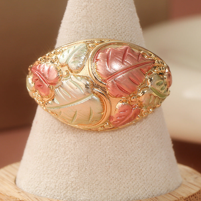 Enamel-colored Irregular Oval Geometric Ring With A Designer Aesthetic For Women