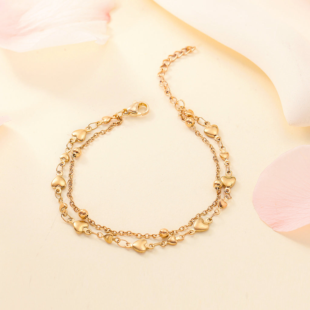 18K Gold-Plated Stainless Steel Heart Bracelet For Women