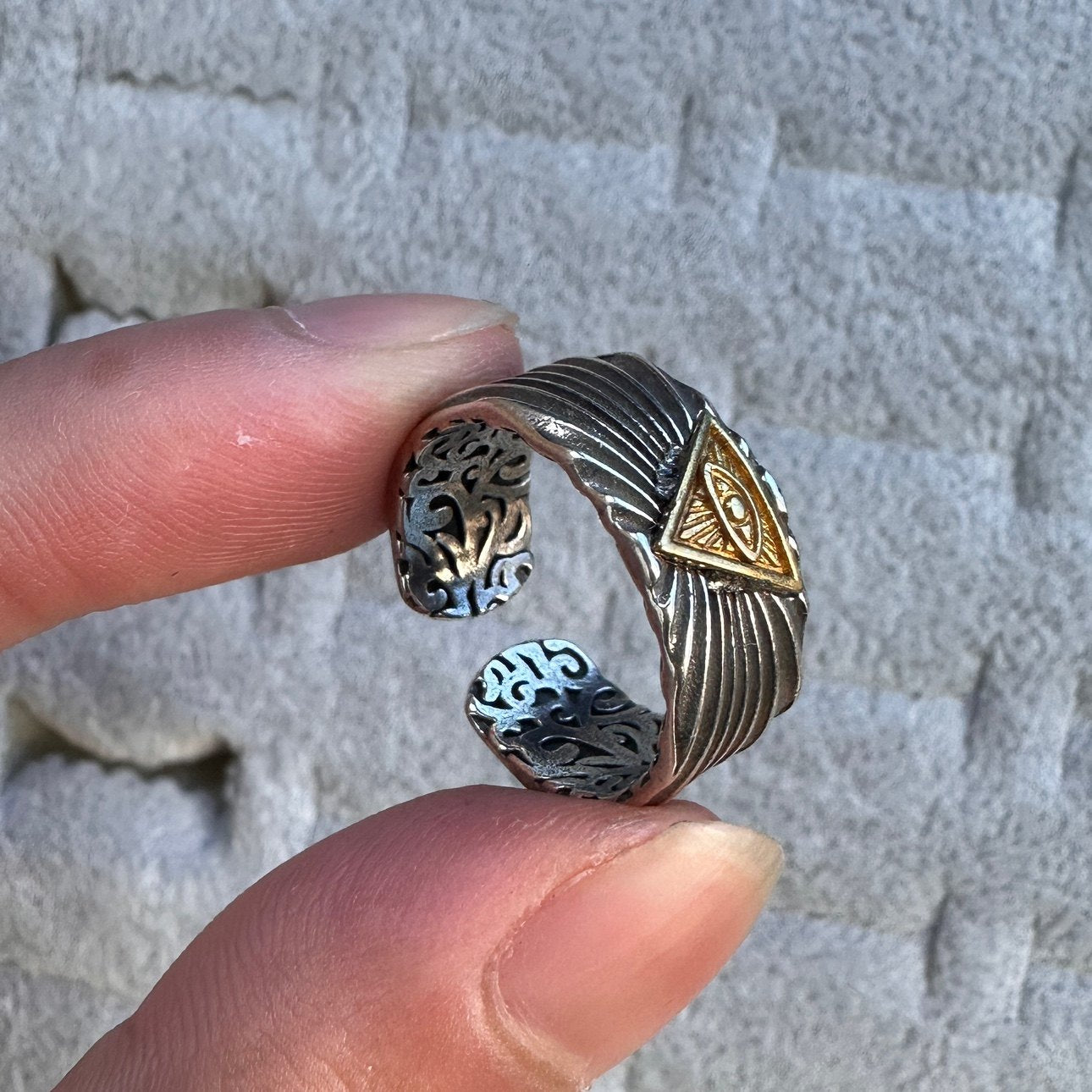 Vintage Vintage Men's Niche Adjustable Ring With An Open Mouth