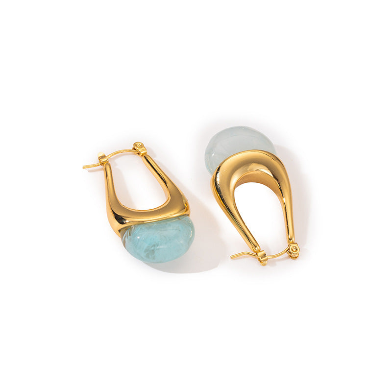 French Style Personalized Glossy Transparent Water Drop Earrings