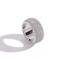 Full-diamond Ring Zircon And Diamond Cuban Link Ring In Gold And Silver