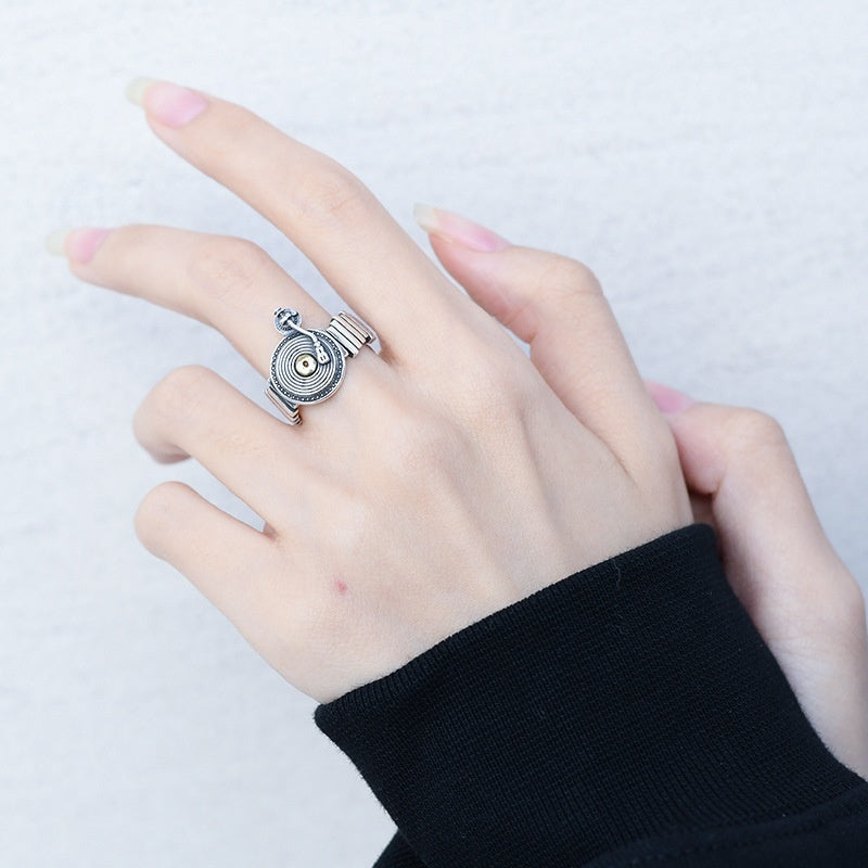 Vintage Vinyl Record Turntable Thai Silver Ring