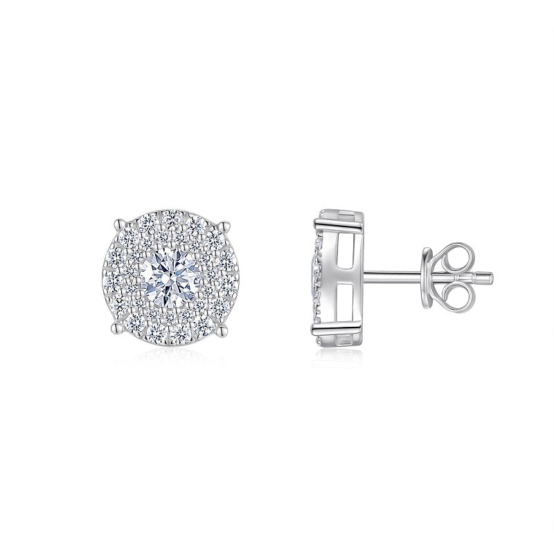 0.5-carat Luxury And Fashionable Light Luxury Jewelry Stud Earrings Set With Top-quality Moissanite, S925 Silver-plated Platinum
