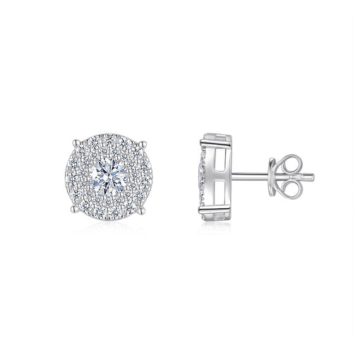 0.5-carat Luxury And Fashionable Light Luxury Jewelry Stud Earrings Set With Top-quality Moissanite, S925 Silver-plated Platinum