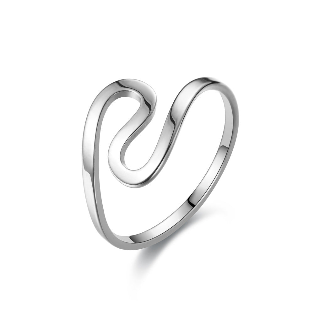 S Shaped, Soft And Elegant Stainless Steel Ring