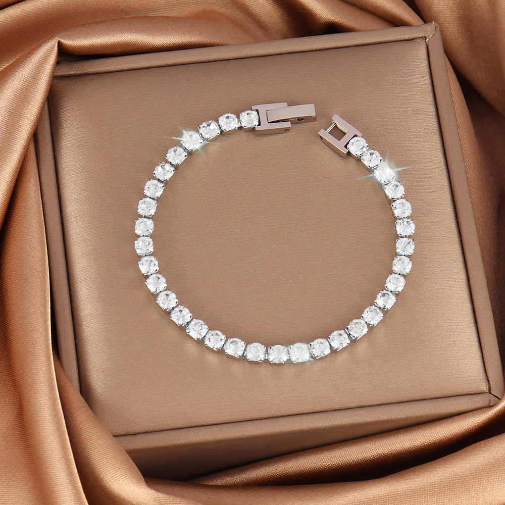 Stainless Steel 4mm Zircon Tennis Bracelet In Multiple Colors