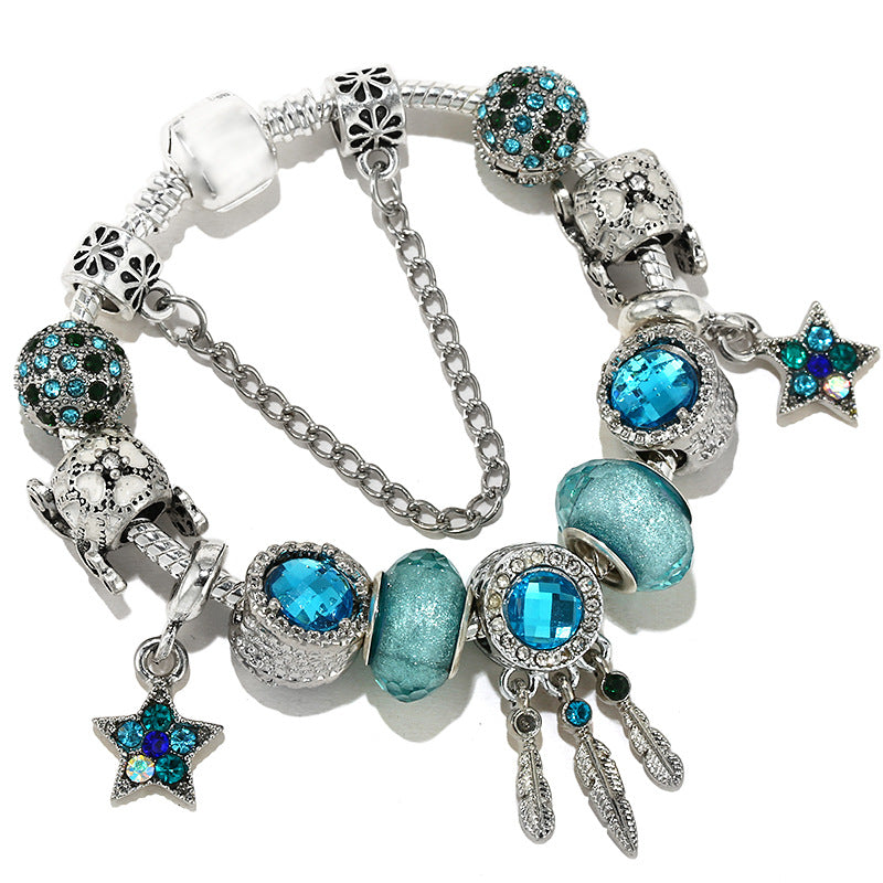 Classic Star And Moon Pendant Bracelet