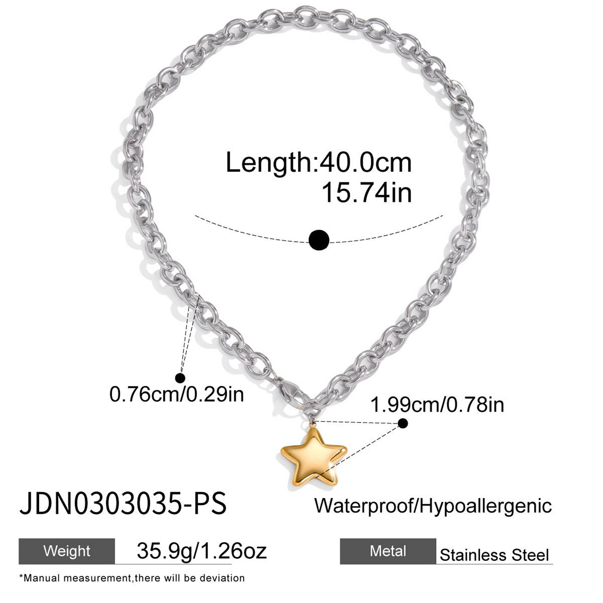 European And American Star Pendant Titanium Steel Necklace Accessory
