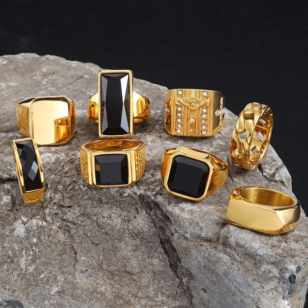 Creative Square Glass Rhinestone Men's Jewelry Ring