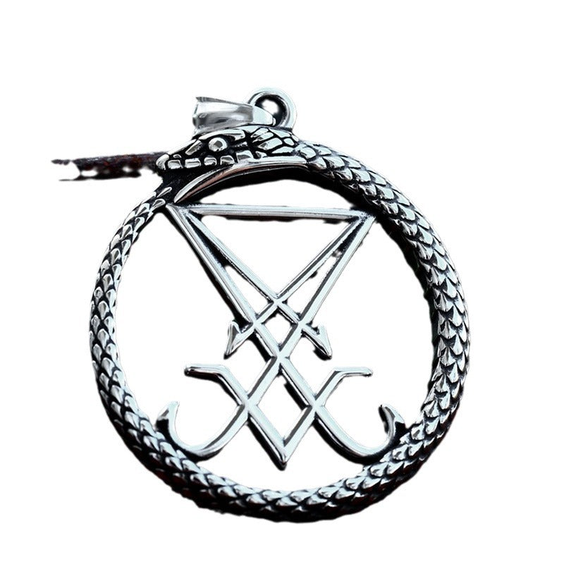 Retro Titanium Steel Ouroboros Pendant Stainless Steel Casting Necklace Accessories