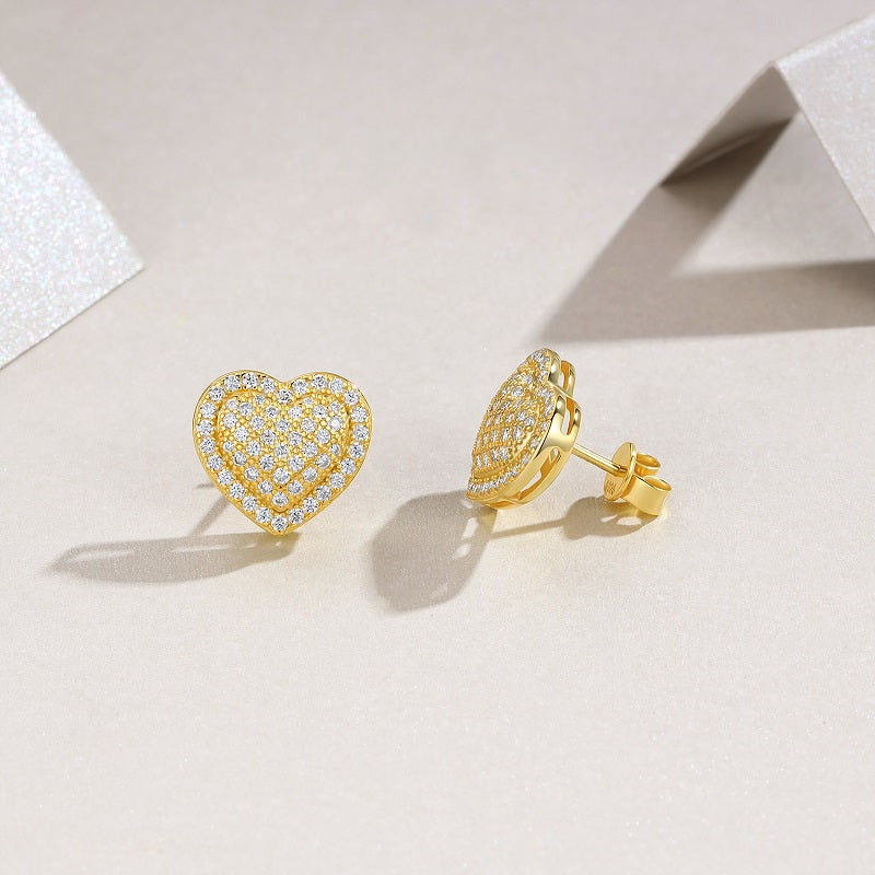 Top-quality Moissanite Luxury And Fashionable Light Luxury Jewelry Silver Stud Earrings S925 Silver Electroplated Gold