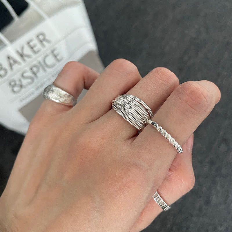 Handcrafted Silver Hammered-Texture Ring For The Discerning Tastemaker