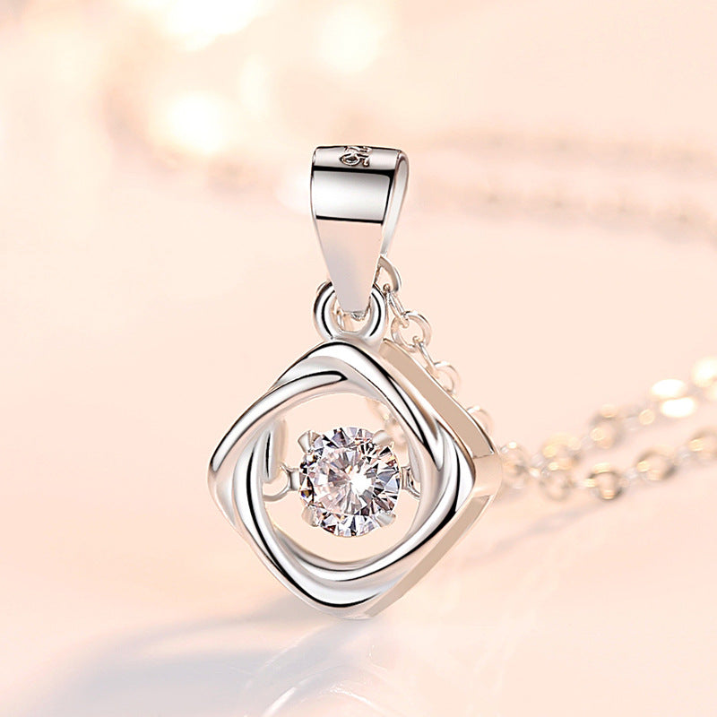 Womens Korean-style Minimalist S925 Sterling Silver Dainty Four-Leaf Clover Necklace